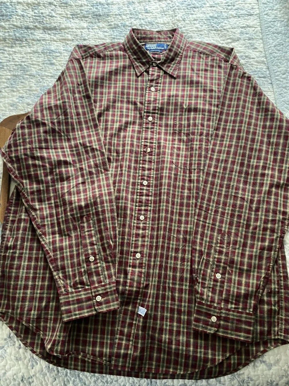 Vintage Polo Ralph Lauren Men's 100% Cotton Shirt XL Brown Green Plaid Button Up